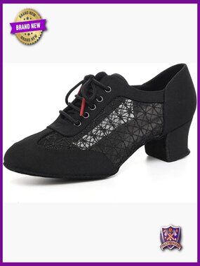 Women's Latin Dance Shoes Lace-up Closed Toe Practice Heels